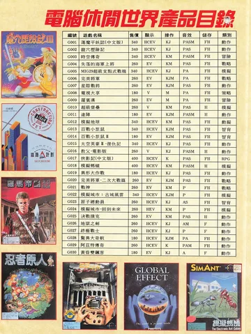 電腦休閒世界產品目錄 G001–G030
